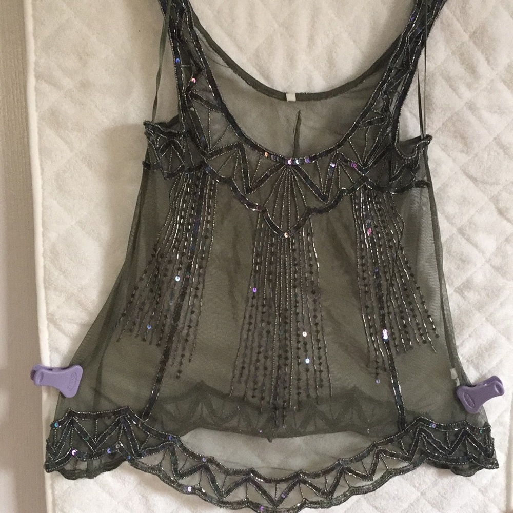 UNIQUE BEADED MESH TOP | Unique Boutique Piece | M